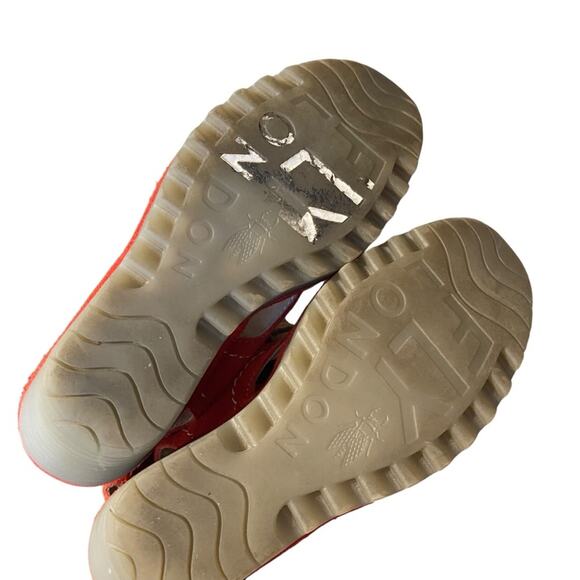 Fly London Yaba Tomato Red Suede Ankle Lace Up Wedges size 36 US 6 - Picture 7 of 9